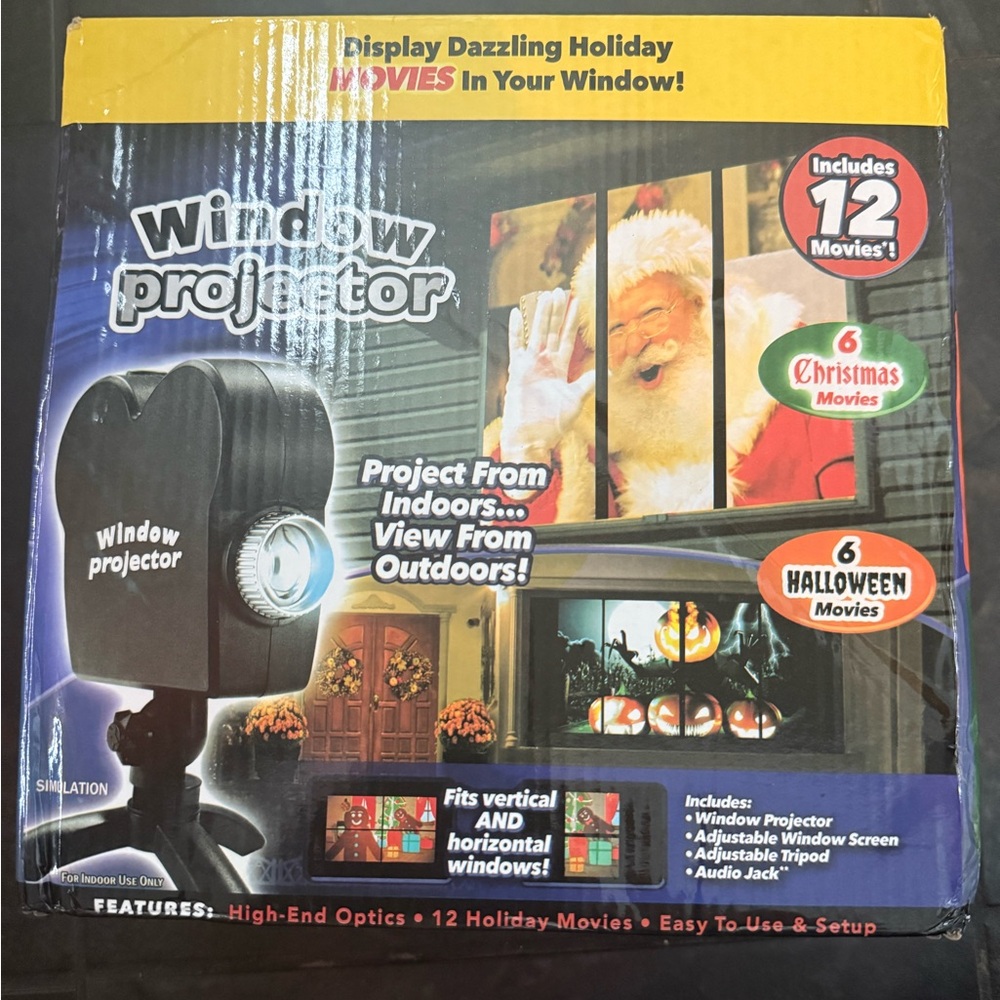 Window Projector with 12 Holiday Movies